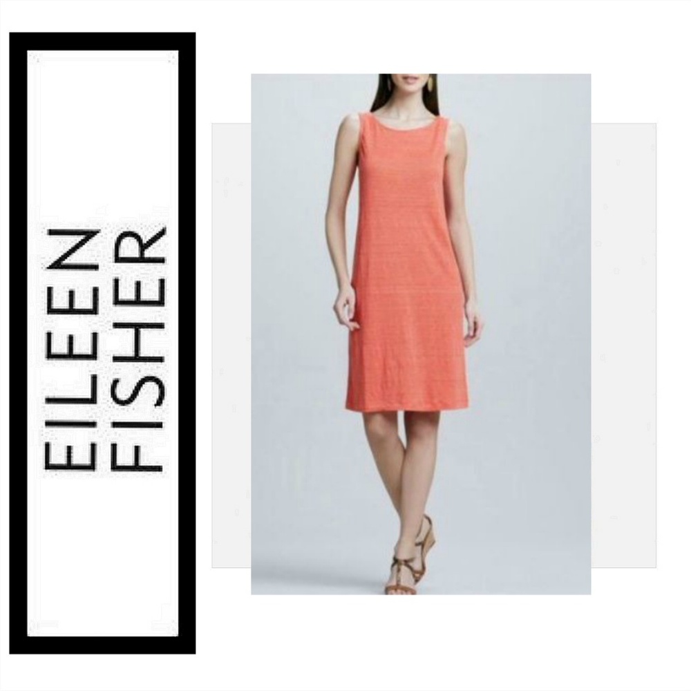 Eileen Fisher Dress Linen Jersey Mini Stripe NWT